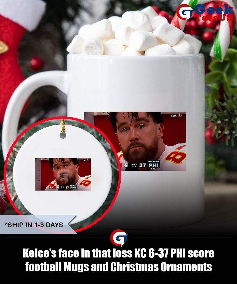 Kelce’s face in that loss KC 6-37 PHI score football shirt Unisex , , , Long Sleeve Tee