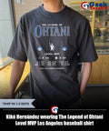 Kiké Hernández wearing The Legend of Ohtani Level MVP Los Angeles baseball shirt Unisex , , , Long Sleeve Tee