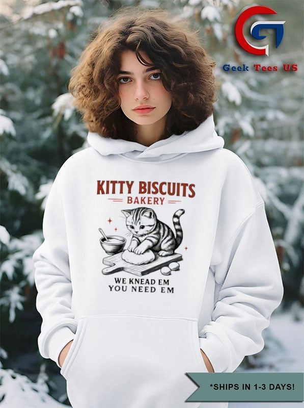 Kitty Biscuit Bakery Cat we knead em you need em shirt Unisex , , , Long Sleeve Tee