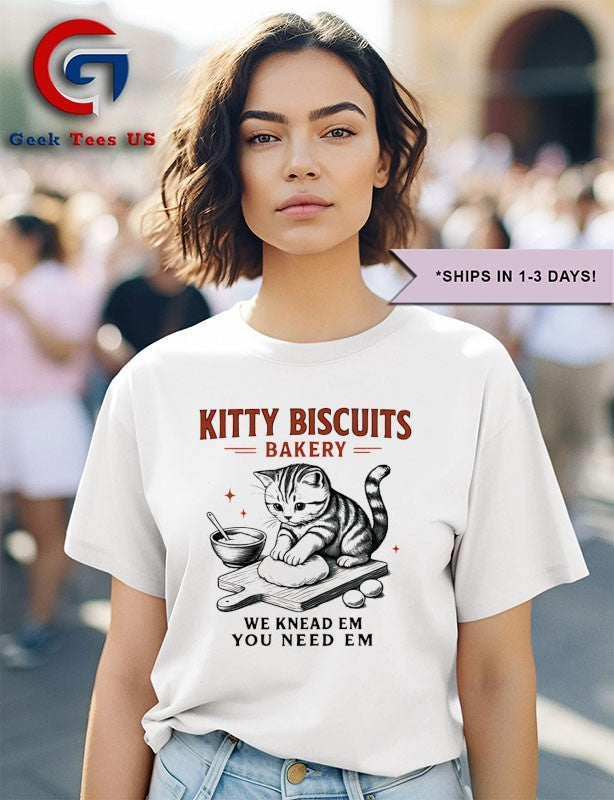 Kitty Biscuit Bakery Cat we knead em you need em shirt Unisex , , , Long Sleeve Tee