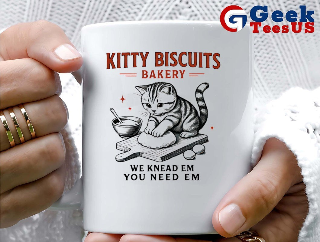 Kitty Biscuit Bakery Cat we knead em you need em shirt Unisex , , , Long Sleeve Tee