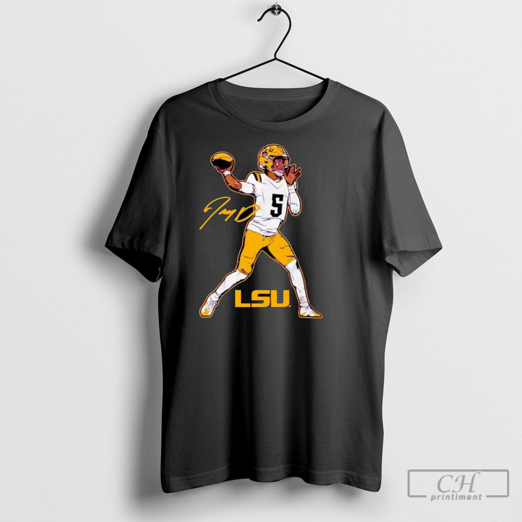 Lsu Football Jayden Daniels Superstar Pose Signature Style Shirts