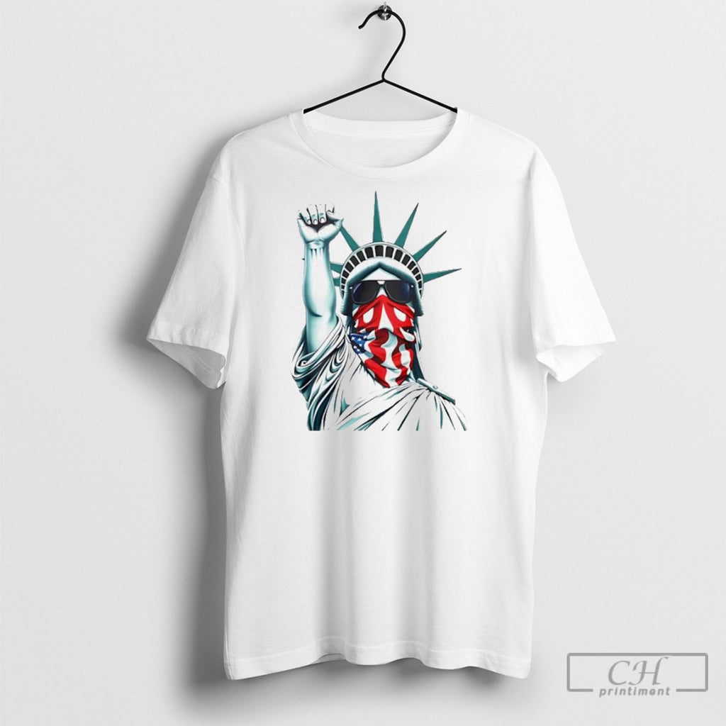 Liberty With American Flag Mask Shirts