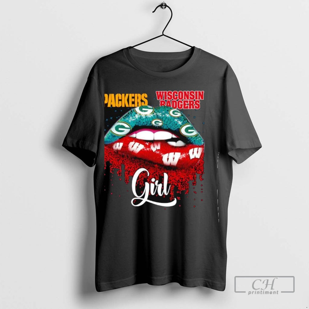 Lip Girl Green Bay Packers X Wisconsin Badger Logo