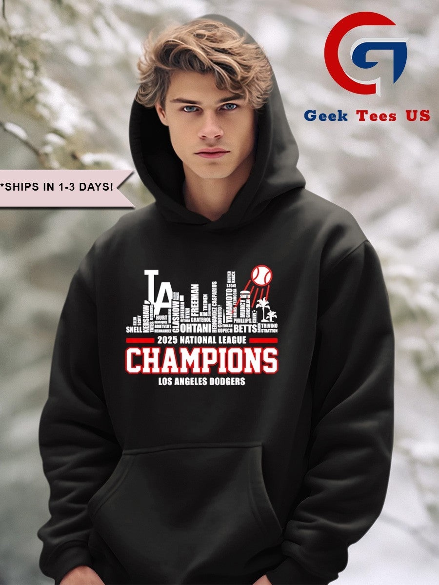 Los Angeles Dodgers 2025 National League Champions players name Skyline shirt Unisex , , , Long Sleeve Tee
