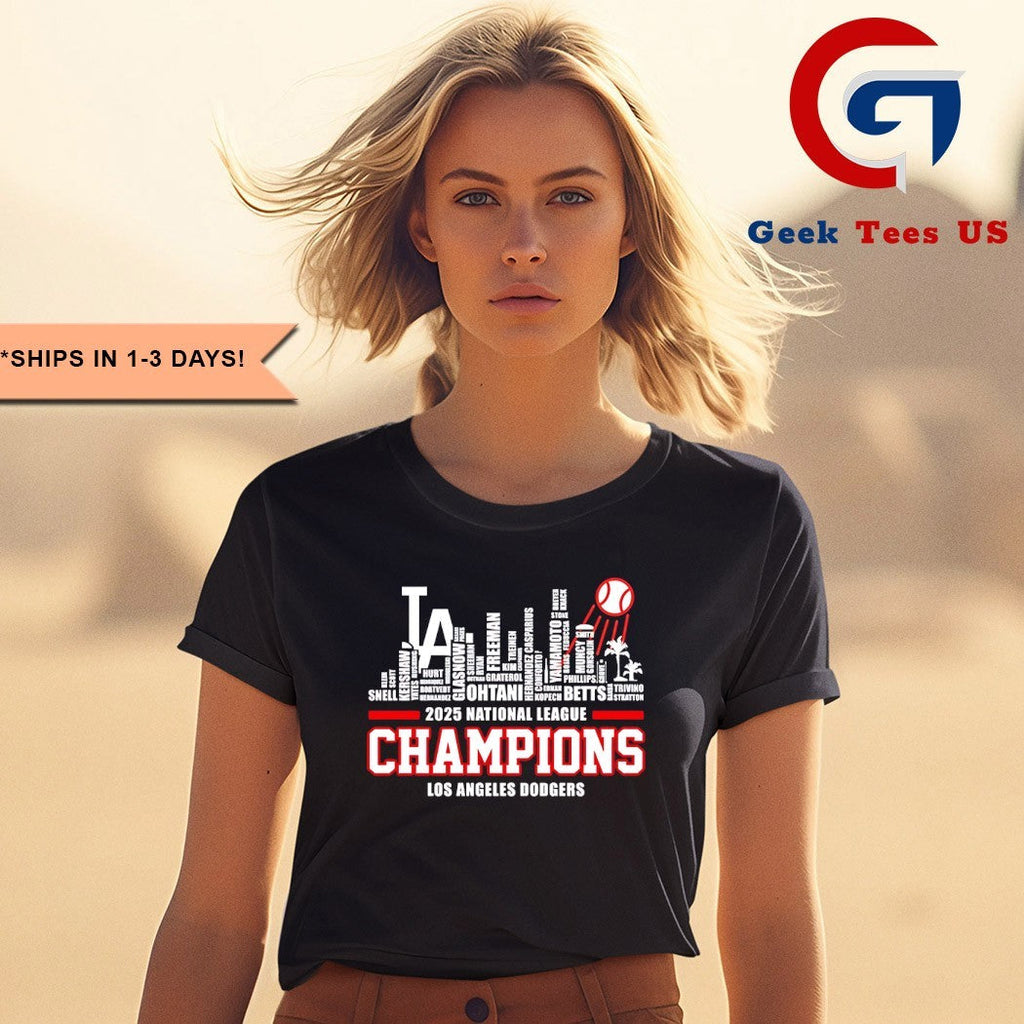 Los Angeles Dodgers 2025 National League Champions players name Skyline shirt Unisex , , , Long Sleeve Tee