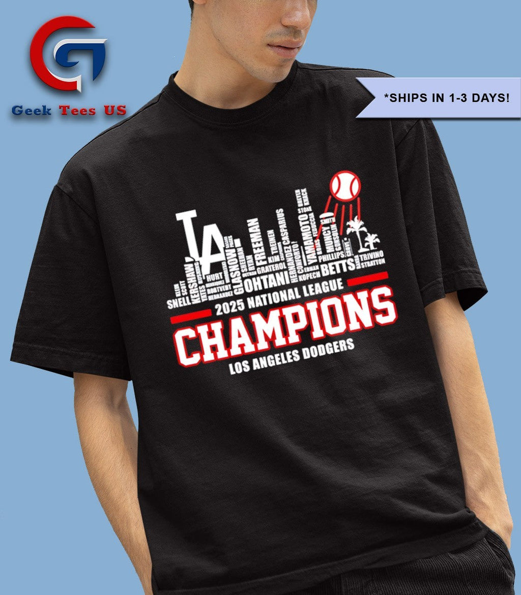 Los Angeles Dodgers 2025 National League Champions players name Skyline shirt Unisex , , , Long Sleeve Tee