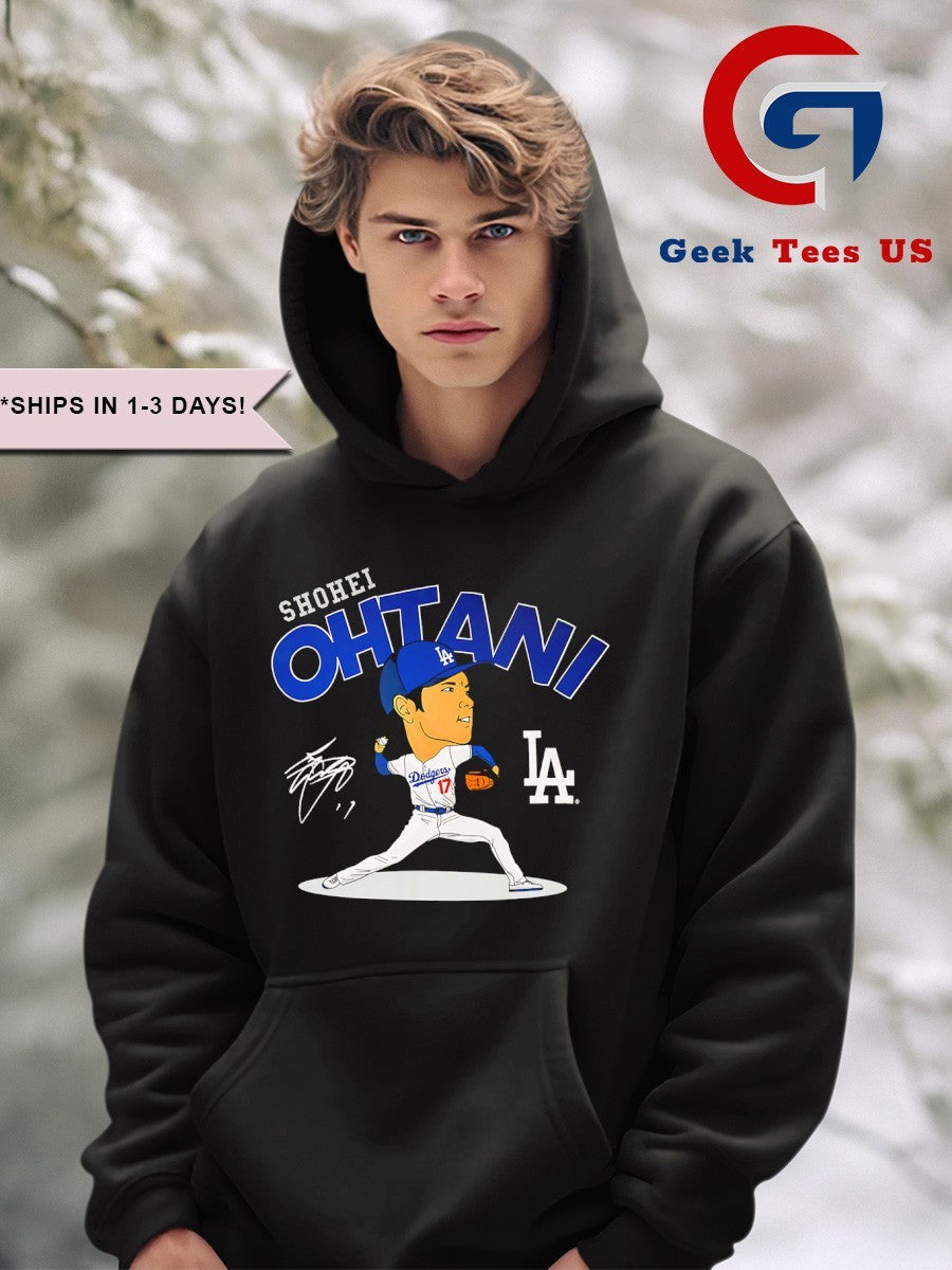 Los Angeles Dodgers baseball Shohei Ohtani player caricature signature shirt Unisex , , , Long Sleeve Tee