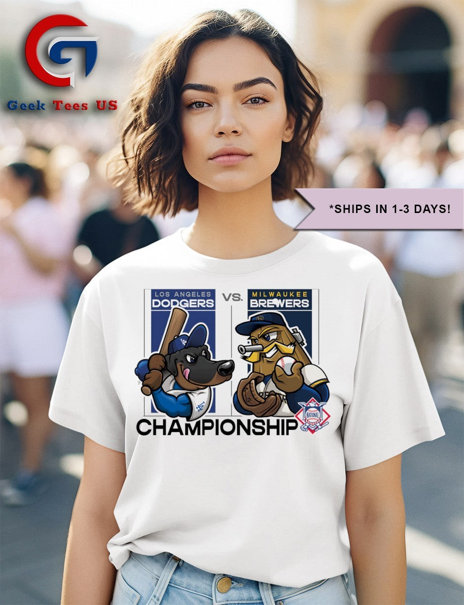 Los Angeles Dodgers vs Milwaukee Brewers 2025 National League Championship mascot shirt Unisex , , , Long Sleeve Tee