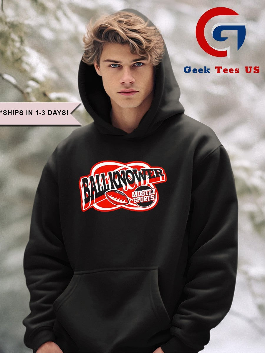 Mark Titus and Brandon Walker wearing Ball Knower Football Mostly Sports shirt Unisex , , , Long Sleeve Tee