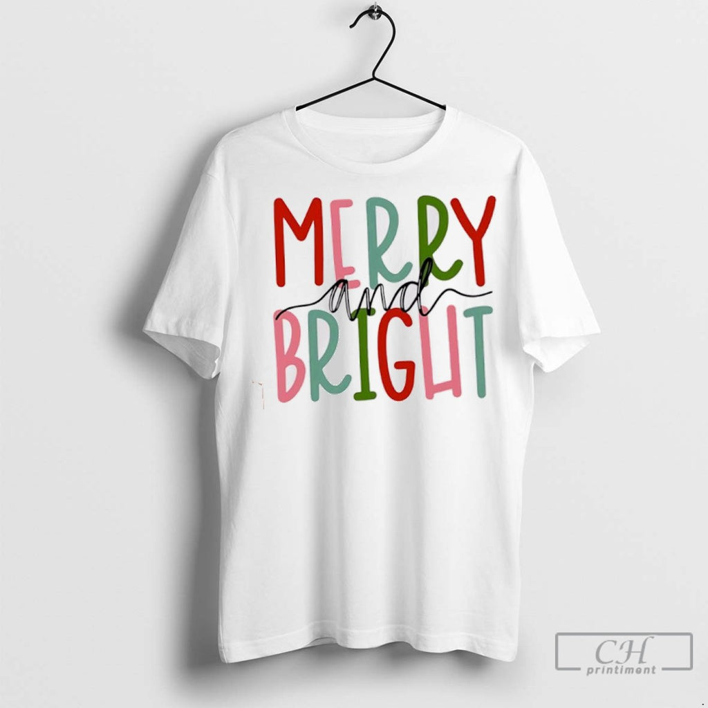 Merry And Bright Christmas T Shirt Jpg