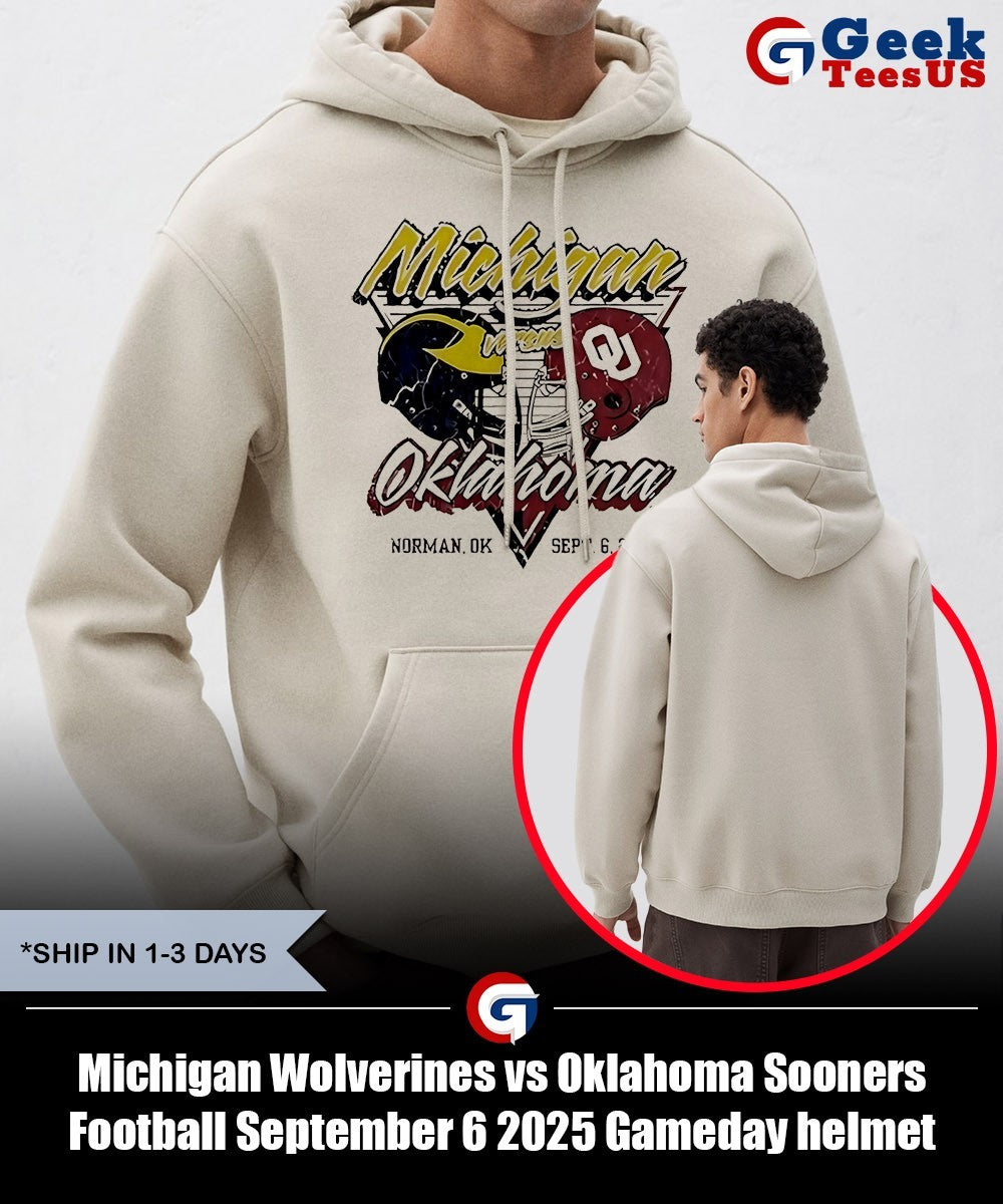 Michigan Wolverines vs Oklahoma Sooners Football September 6 2025 Gameday helmet shirt Unisex , , , Long Sleeve Tee