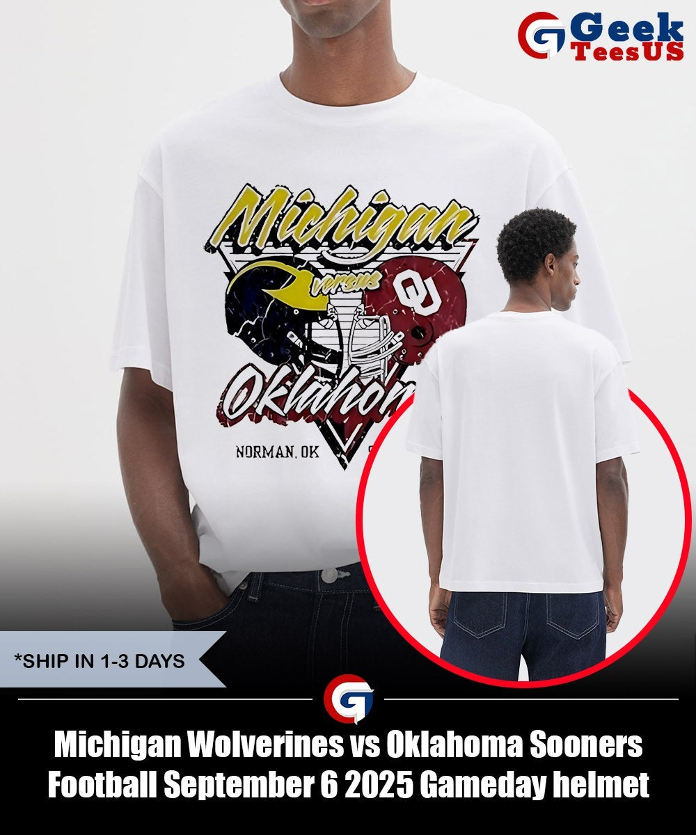 Michigan Wolverines vs Oklahoma Sooners Football September 6 2025 Gameday helmet shirt Unisex , , , Long Sleeve Tee