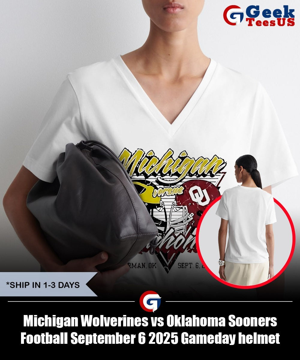 Michigan Wolverines vs Oklahoma Sooners Football September 6 2025 Gameday helmet shirt Unisex , , , Long Sleeve Tee