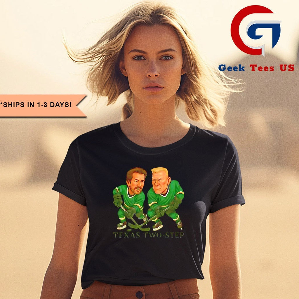 Mike Modano and Brett Hull Texas Two-step Hockey caricatures shirt Unisex , , , Long Sleeve Tee