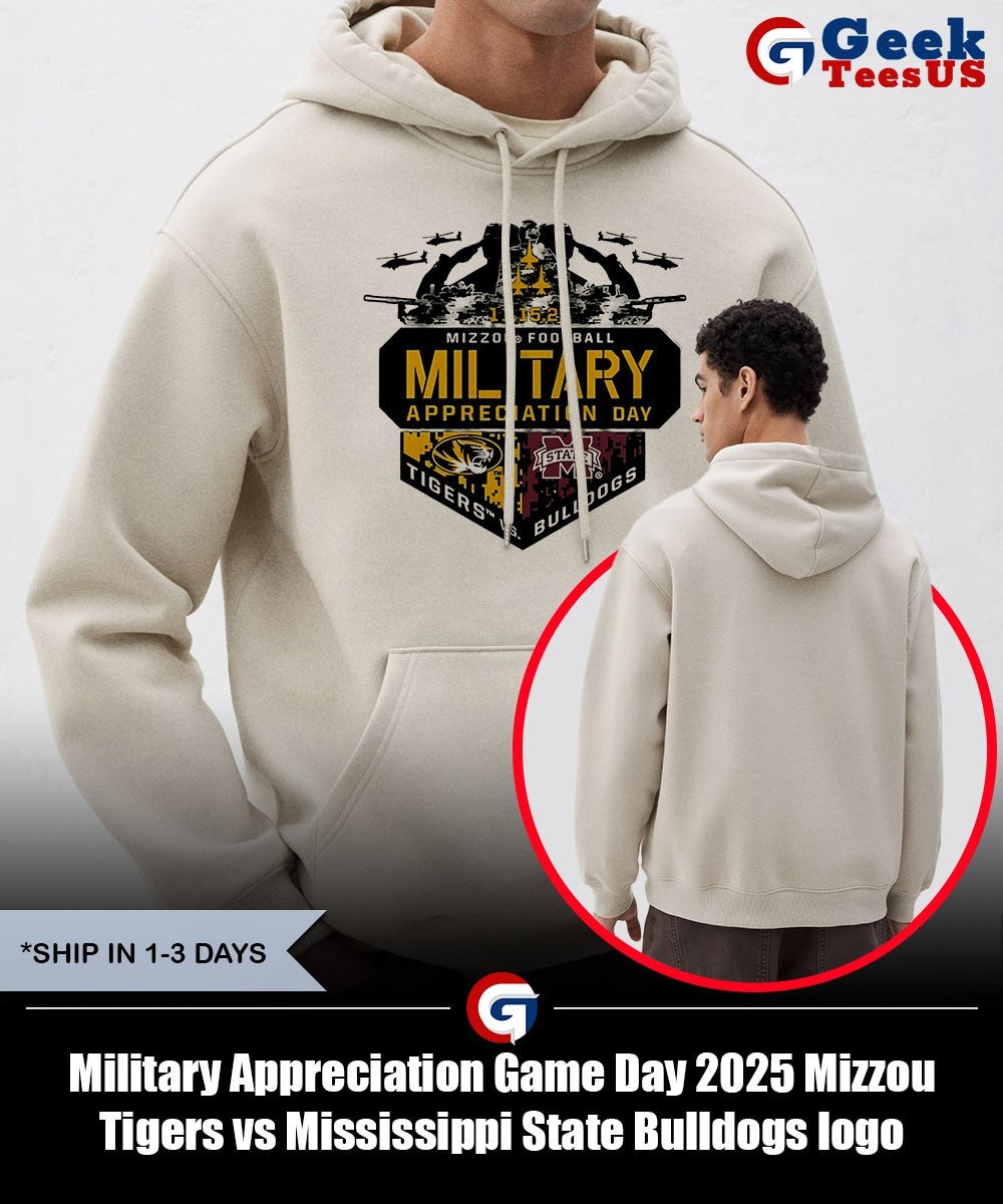 Military Appreciation Game Day 2025 Mizzou Tigers vs Mississippi State Bulldogs logo