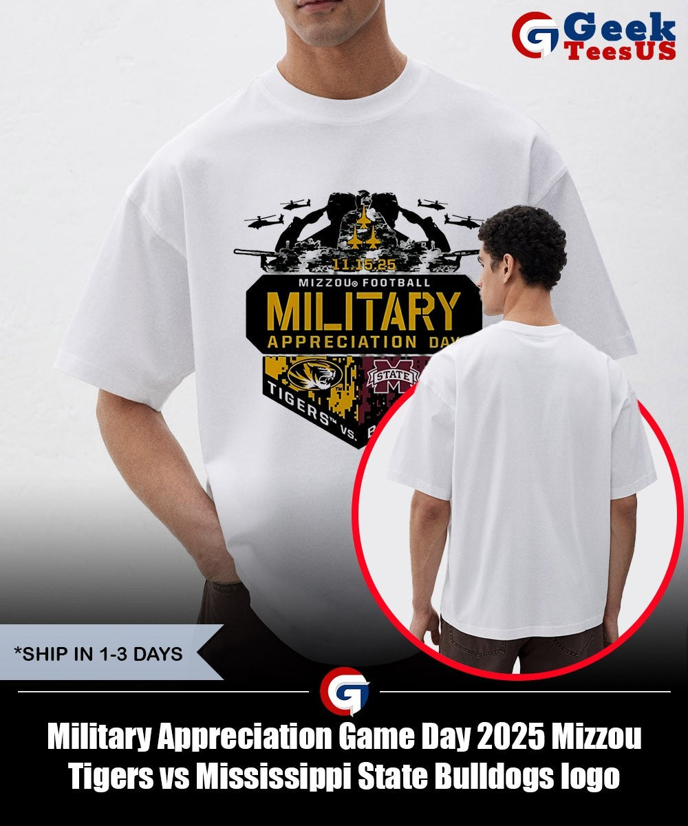 Military Appreciation Game Day 2025 Mizzou Tigers vs Mississippi State Bulldogs logo