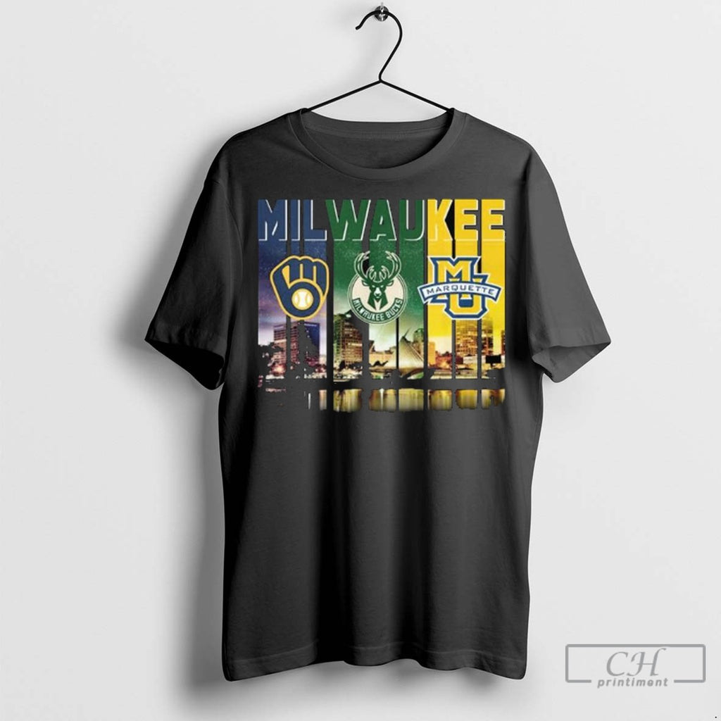 Milkaukee City Sports Logo Skyline 2025 Long Sleve T Shirt Jpg