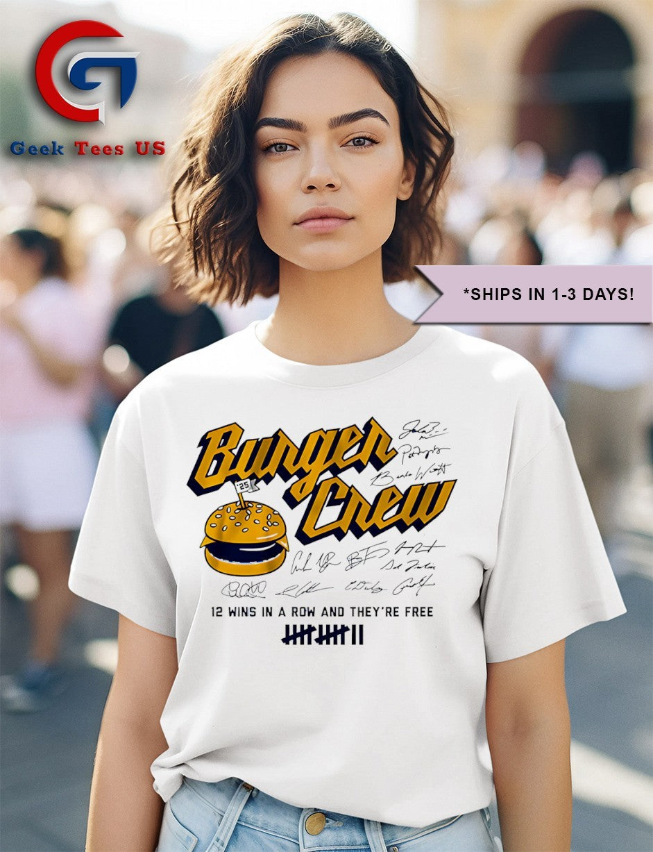 Milwaukee Brewers Burger Crew 12 wins in a row and they’re free signature shirt Unisex , , , Long Sleeve Tee