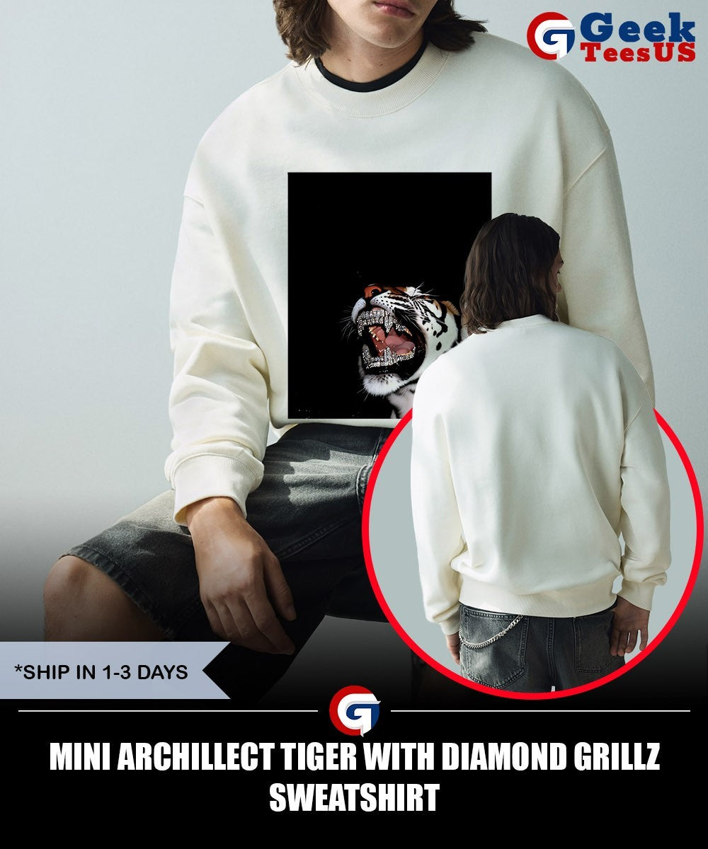Mini Archillect Tiger with Diamond Grillz shirt Unisex , , , Long Sleeve Tee
