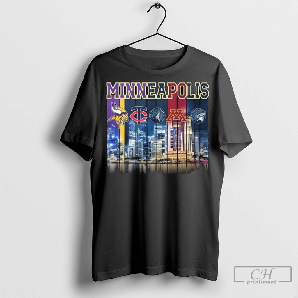 Minneapolis City Sports Logo Skyline 2025 Long Sleve T Shirt Jpg