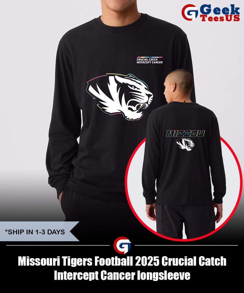 Missouri Tigers Football 2025 Crucial Catch Intercept Cancer shirt Unisex , , , Long Sleeve Tee
