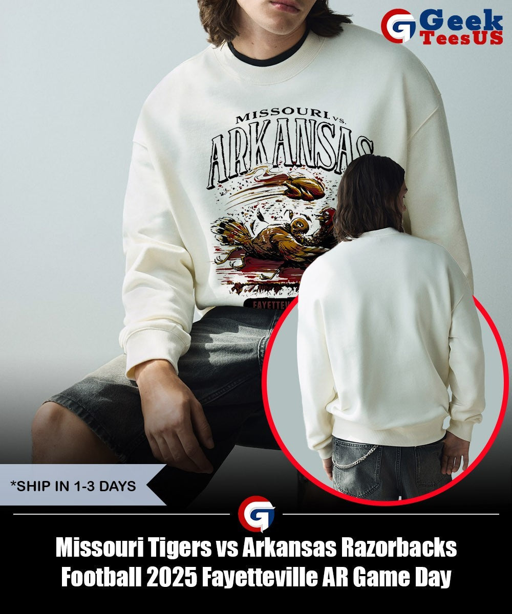 Missouri Tigers vs Arkansas Razorbacks Football 2025 Fayetteville AR Game Day shirt Unisex , , , Long Sleeve Tee