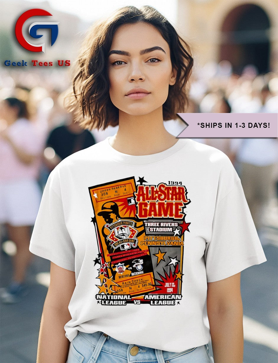 National League vs American League 1994 MLB All Star Game Pittsburgh Pirates Salem Sportswear vintage shirt