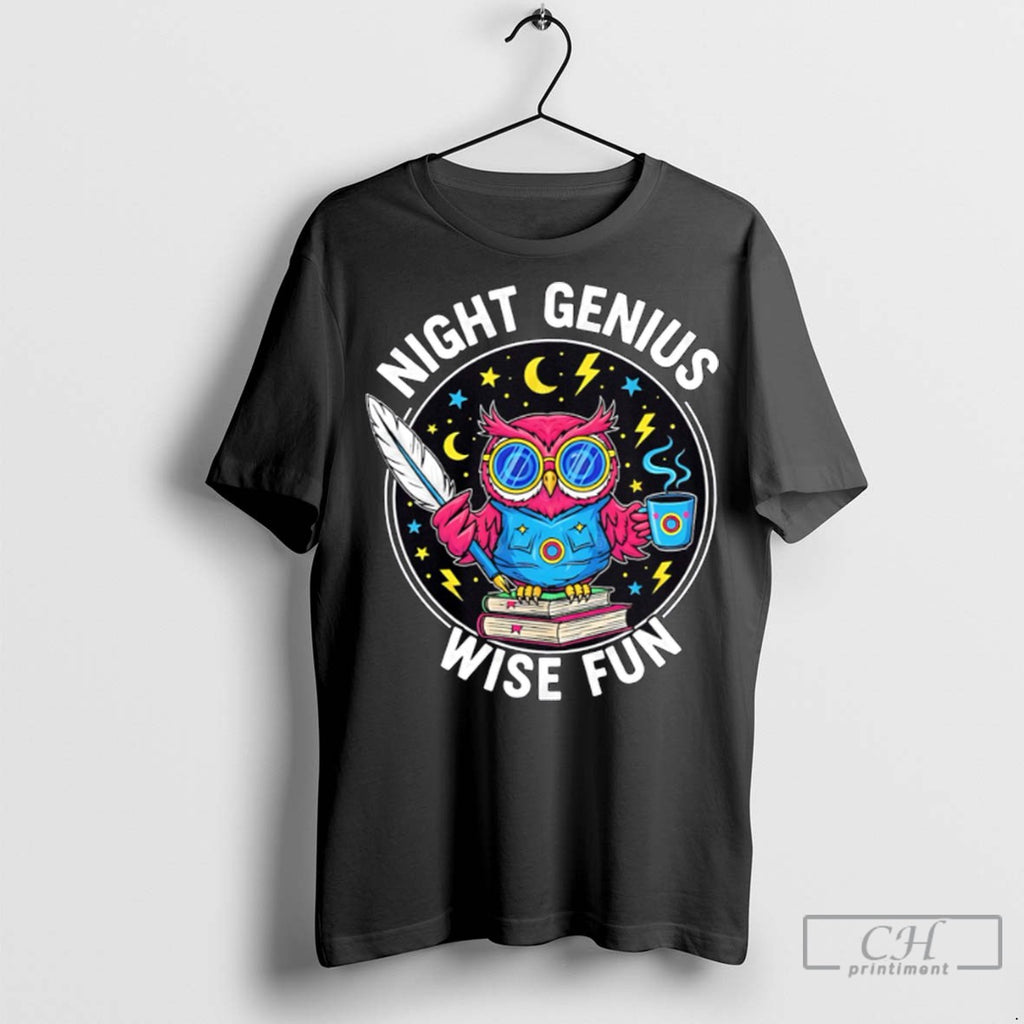 Night Genius Wise Fun Inspiration Owl T Shirt Jpg