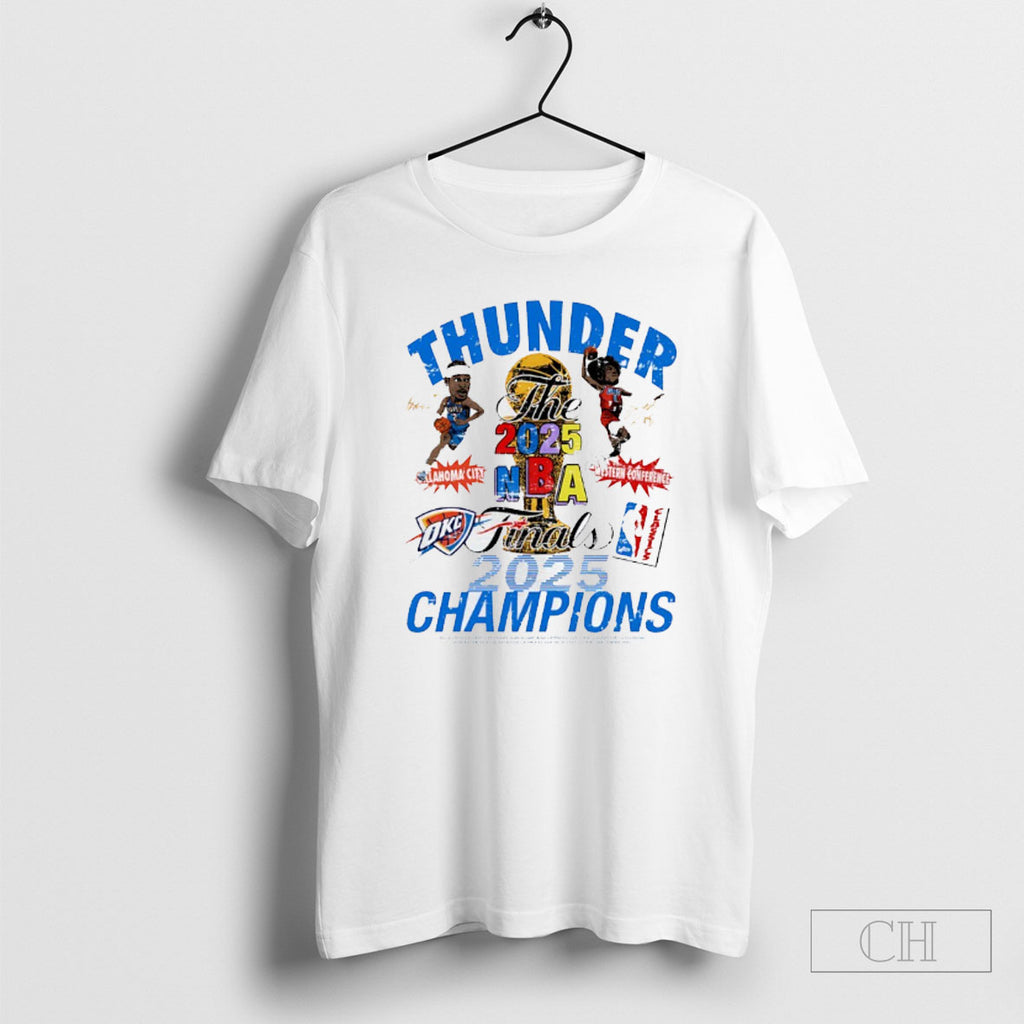 Okc Thunder Western Conference 2025 Nba Finals Champions Signatures Shirts