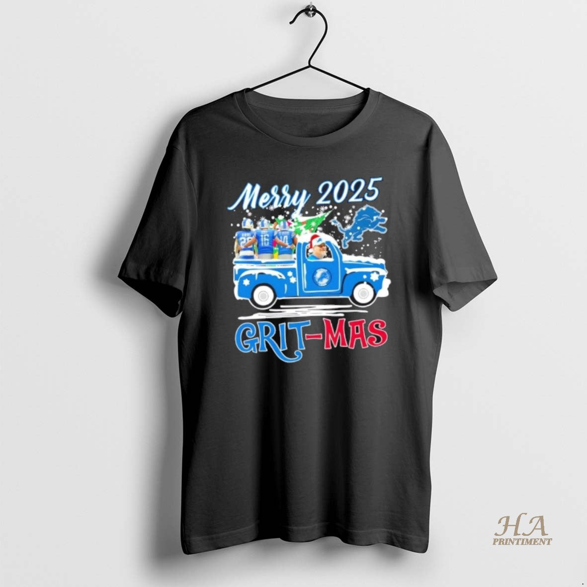 Official 2025 Detroit Lions Dan Campbell And Players Driver Merry Grit Mas