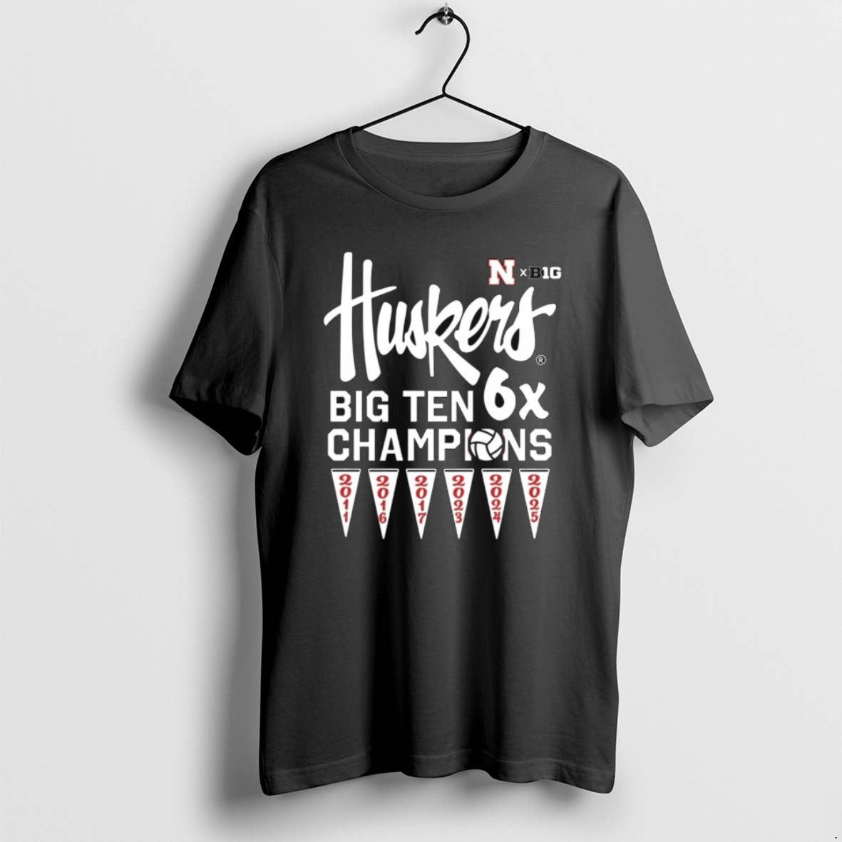 Official 2025 Mens Nebraska Cornhuskers Red Summit Sportswear Big Ten 6x Volleyball Champions