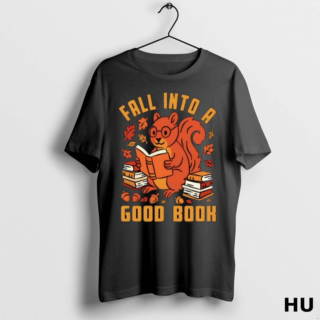 Official A Squirrel Enjoying Autumn And Reading A Book T Shirt