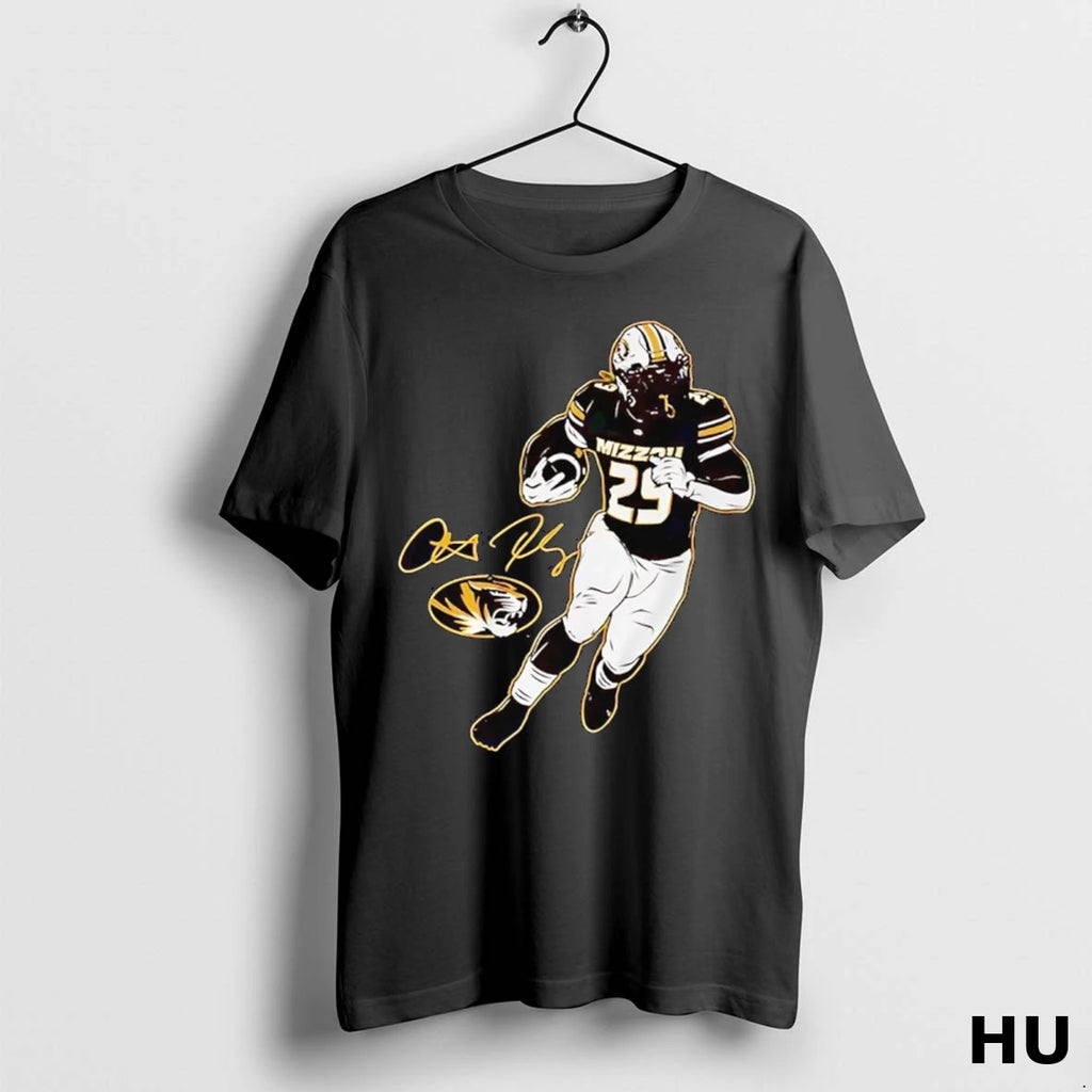 Official Ahmad Hardy Running Pose Signature Missouri Tigers T Shirt