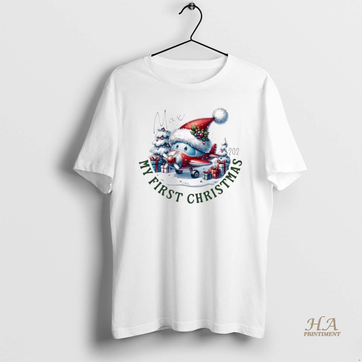 Official Airplane Custom Xmas Babys First Christmas Personalized Ornaments White