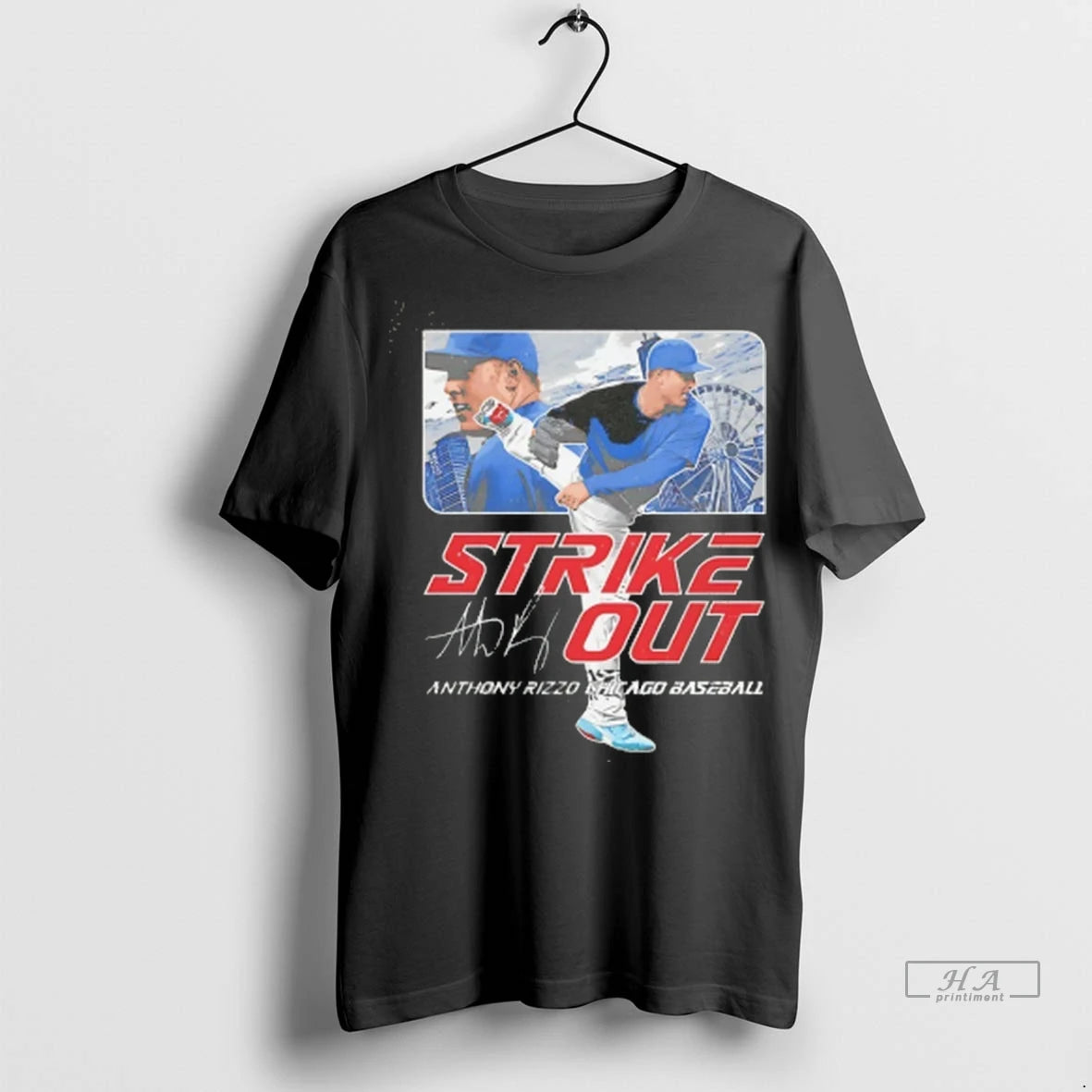 Official Anthony Rizzo Chicago Cubs Strikeout Signature Graphic Tee Tshirts Sweater