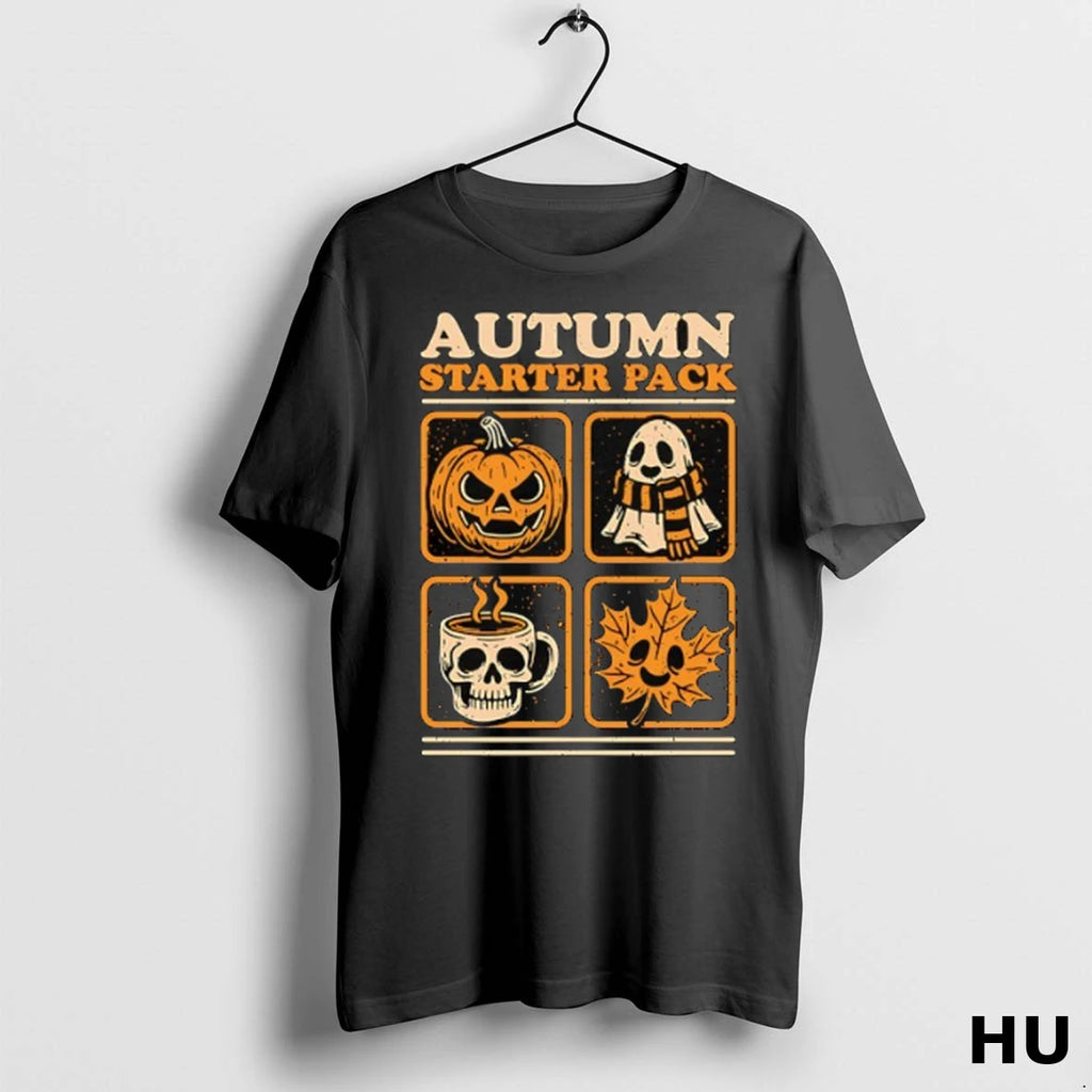 Official Autumn Starter Pack Jack O Lantern Ghost Skull Leaf T Shirt
