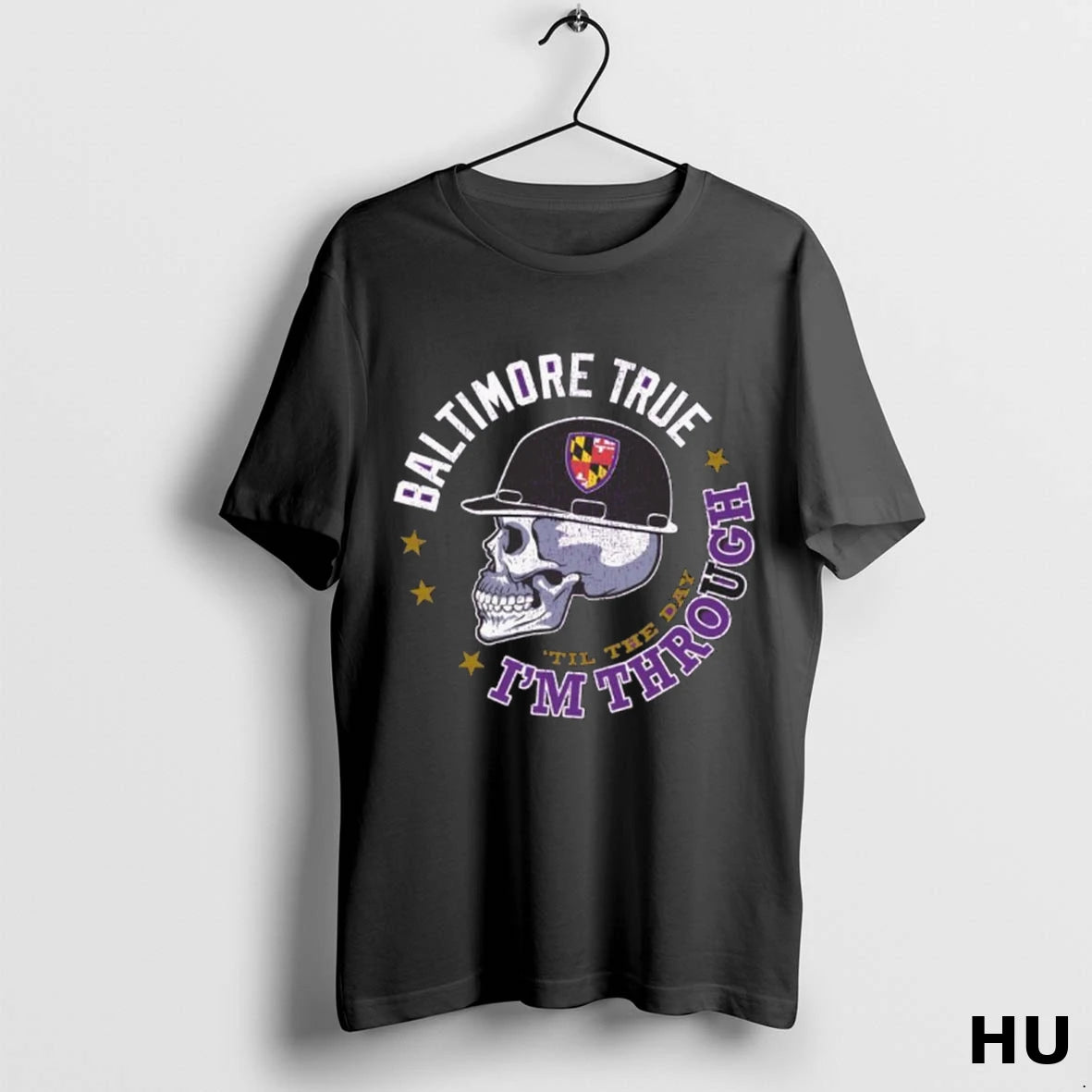 Official Baltimore Ravens Skull True Im Through T Shirt