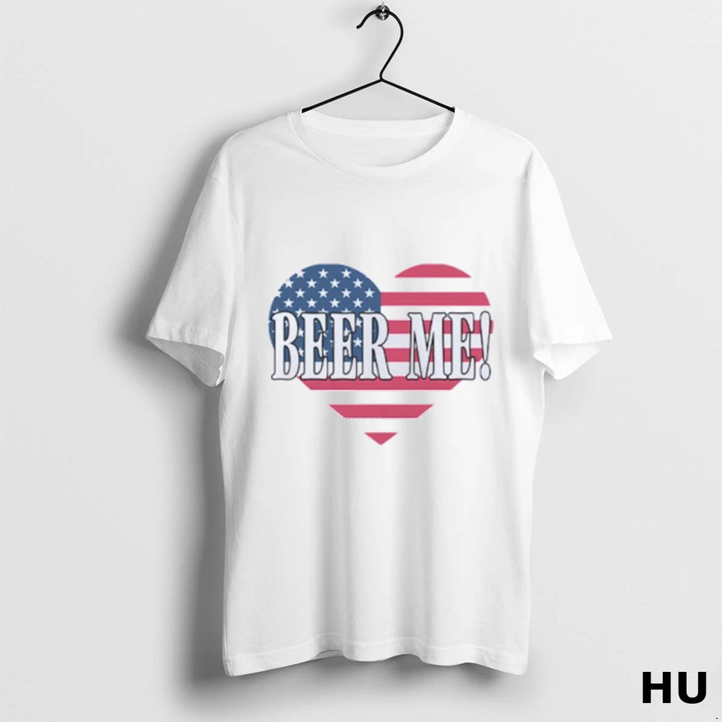 Official Beer Me Heart American Flag T Shirt