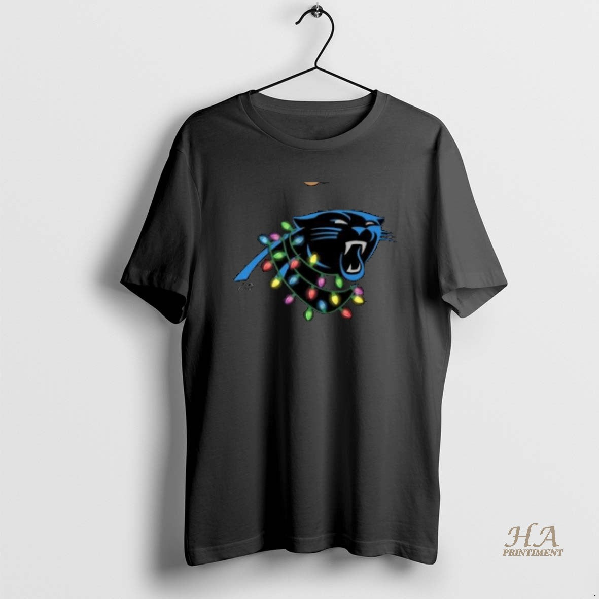 Official Carolina Panthers Primary Logo Holiday Lights 2025 Circle Black