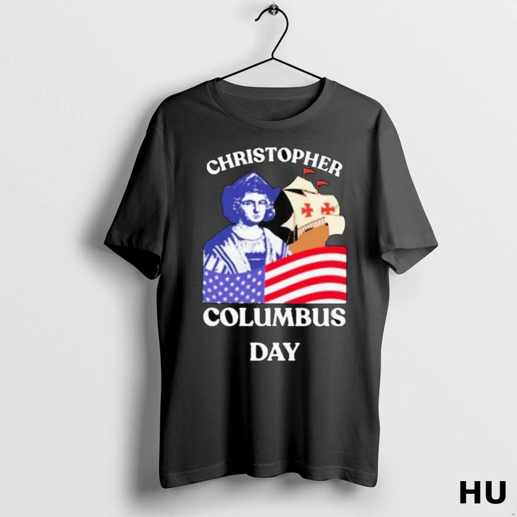 Official Christopher Columbus Day American Flag Long Sleve T Shirt