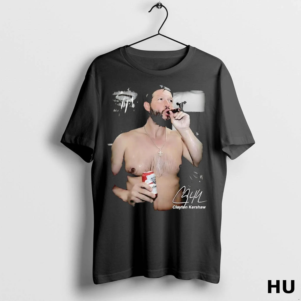 Official Clayton Kershaw Smokes Cigars Signature T Shirt