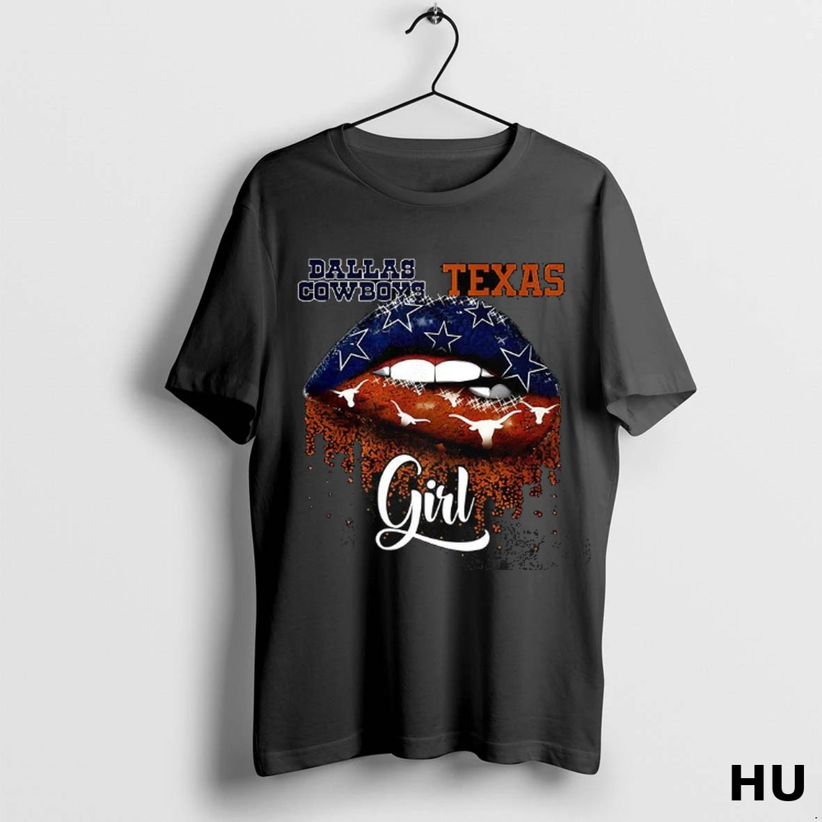 Official Dallas Cowboys X Texas Longhorns Lips Girl T Shirt