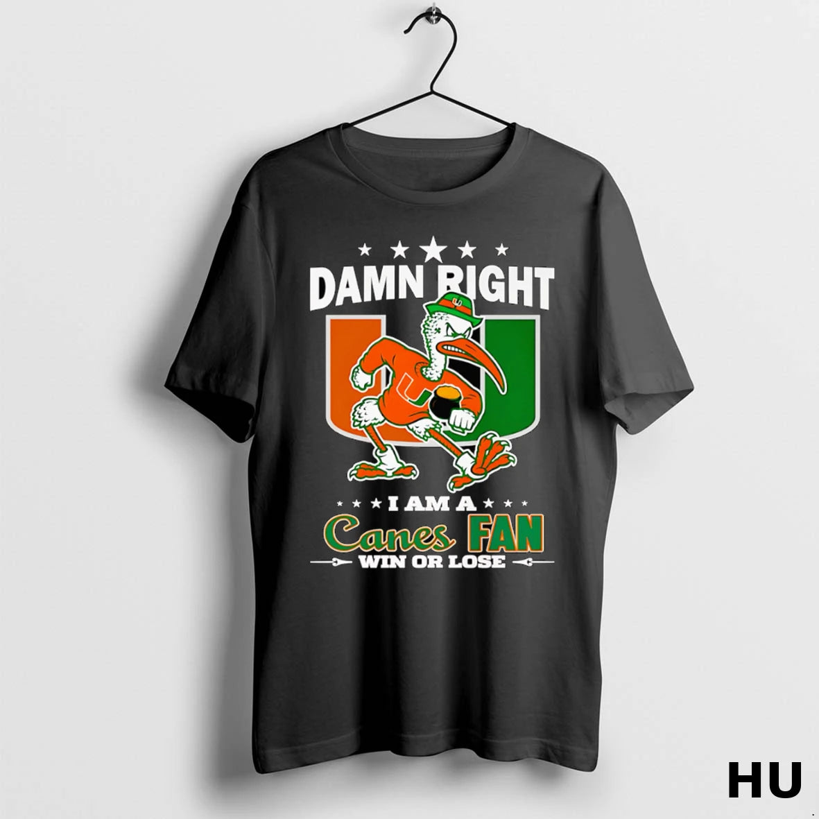 Official Damn Right I Am A Canes Fan Win Or Lose Mascot T Shirt