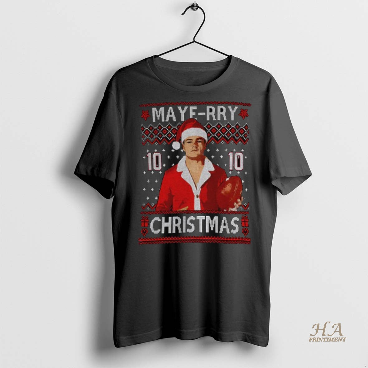 Official Drake Maye 10 England Patriot Maye Rry Ugly Christmas Shirt