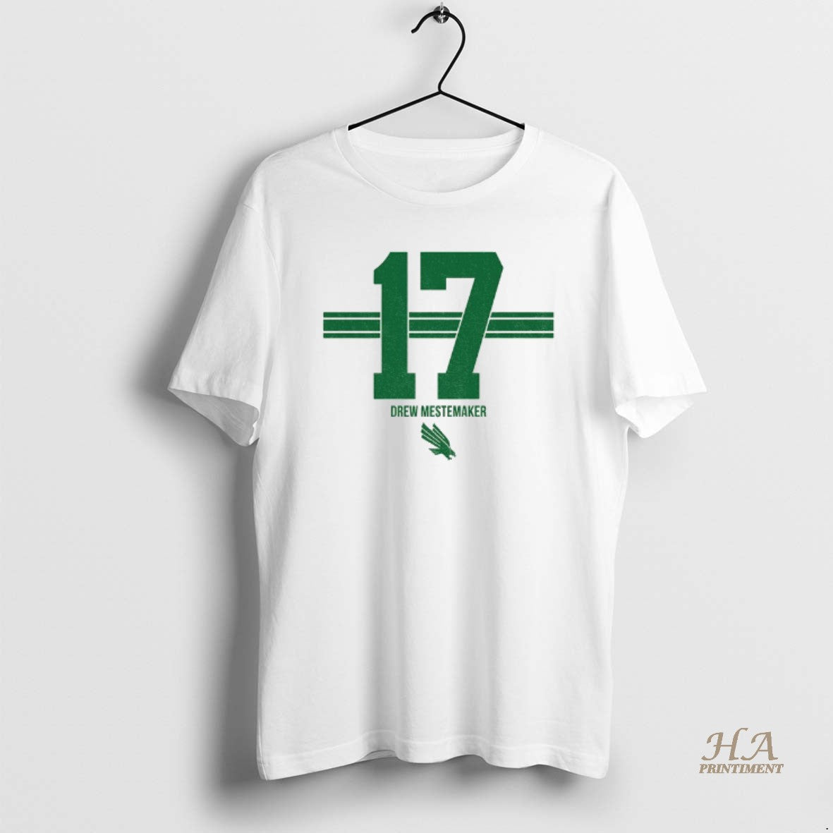 Official Drew Mestemaker 17 Stripe North Texas Mean Green Football Logo