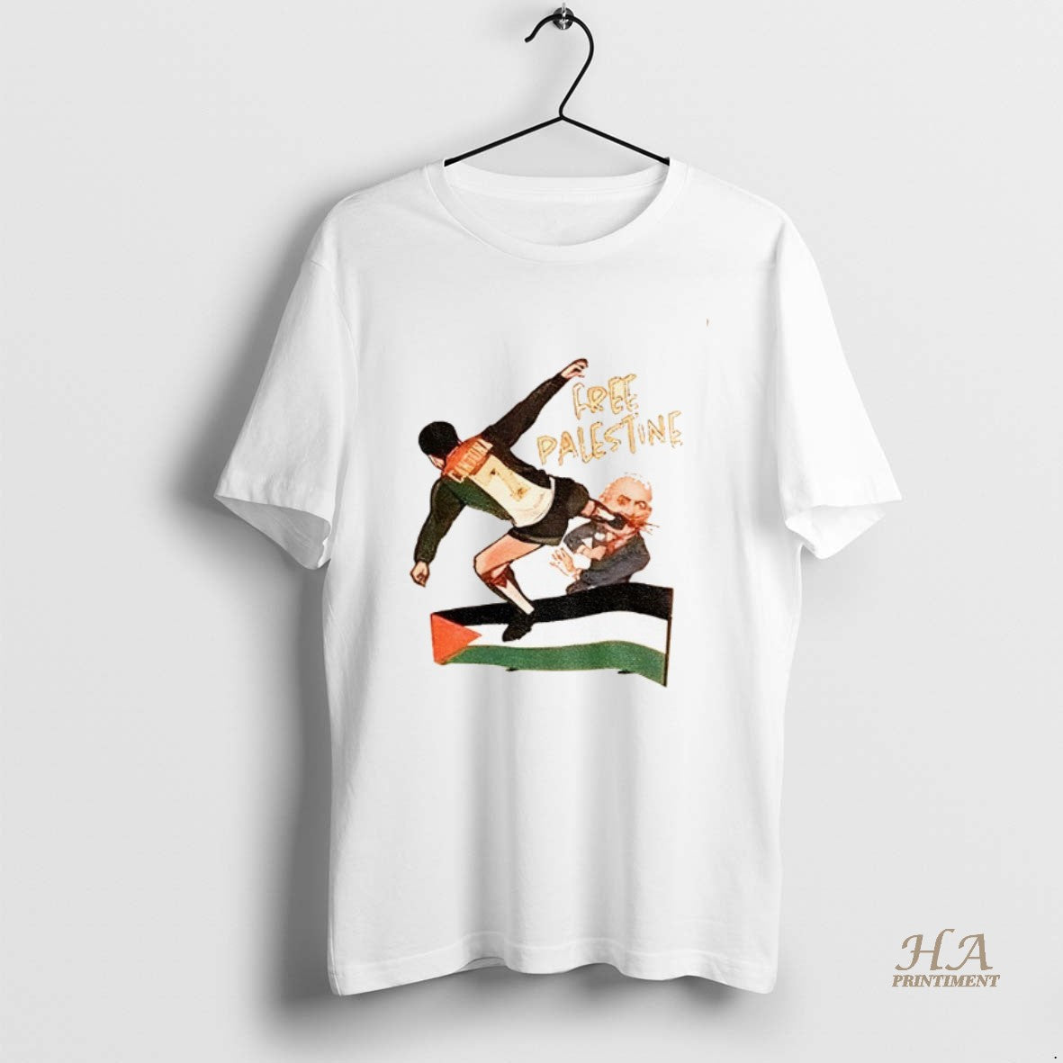 Official Eric Cantona Kicking Benjamin Netanyahu Free Palestine Flag Funny Political