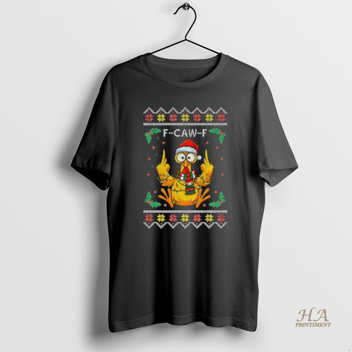 Official F Caw F Chicken Santa Hat Ugly Christmas 2025