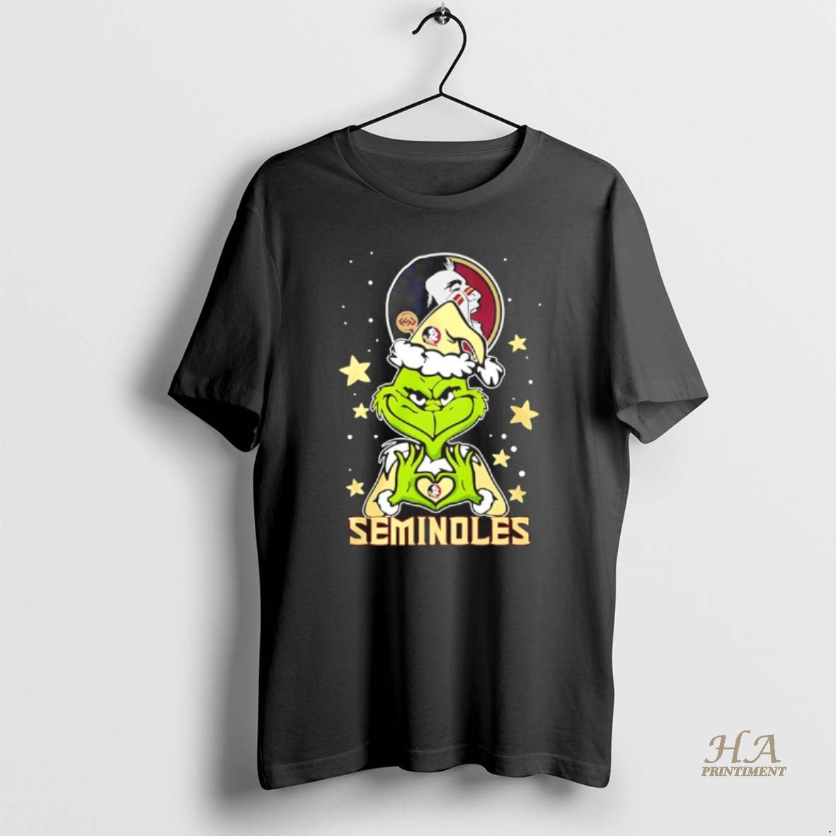 Official Florida State Seminoles Love Grinch Heart Hand Christmas 2025