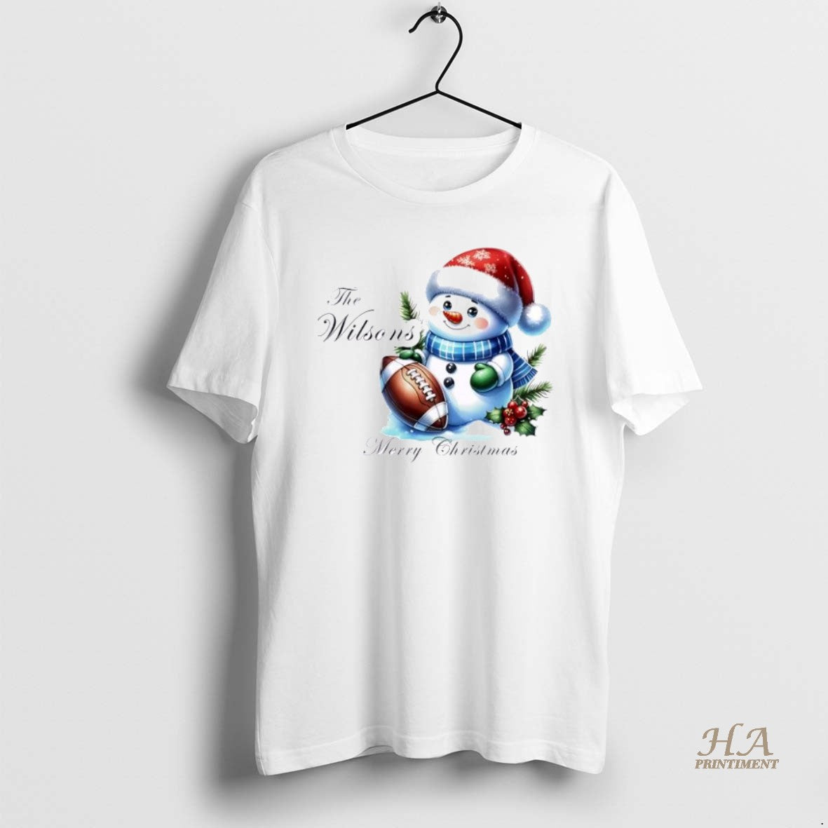 Official Football Snowman Xmas Babys First Christmas Personalized Ornaments White